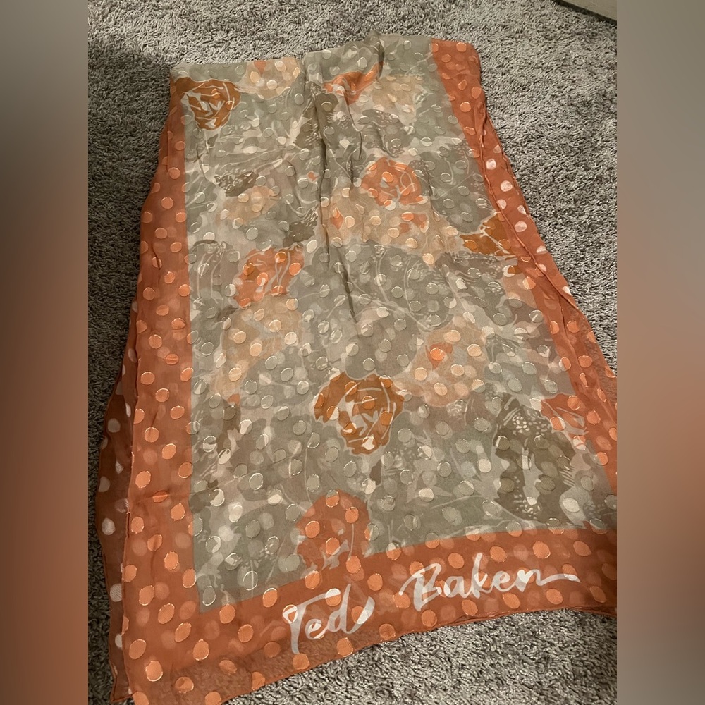 Ted Baker Orange Floral Scarf in EUC